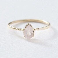 wholesale S925 Silver Plated 14K Gold Minimalist Fashion Niche Teardrop-Shaped Rose Quartz Ring by Dunli Jewelry-Rose Quartz Ring Size 8