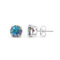 wholesale S925 Sterling Silver 2-carat colorful and dazzling moissanite stud earrings, small and exquisite, colorfast-0-9