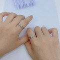 wholesale Geometric sterling silver couple's rings, a niche design open-ended pair, understated luxury gift for boyfriend or girlfriend on holidays-0-3