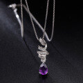 wholesale 925 Silver New Design Jewelry Amethyst Gemstone Pendant French Romantic Natural Colored Gemstone Necklace Pendant-0-1