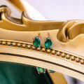 wholesale S925 silver plated with 18k gold classic minimalist four-prong setting oval 5*7mm lab-grown Zambian emerald earrings for women-0-3