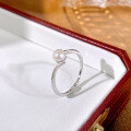 wholesale S925 Sterling Silver Ins Style Freshwater Pearl Ring for Women, Minimalist and Elegant with Adjustable Open Shank-0-1