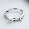 wholesale S925 Sterling Silver Retro Minimalist Creative Vintage Ring Korean Style Geometric Circular Square Open Ring-0-1