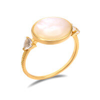 wholesale 925 Silver Japanese Light Luxury Aget*20 Autumn Exquisite Iridescent Black Butterfly Shell White Shell Crystal Ring Vintage Band-White Shell Gangdu No. 15