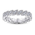 wholesale 925 Sterling Silver Amazon Cross-Border New Ring, European and American Creative Leaf-Shaped Stackable Ring with Zirconia, Niche Women's Ring-0-5