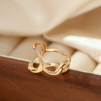 wholesale 925 Sterling Silver European and American Retro Ins Minimalist Style Fashionable Geometric Round Ring Adjustable Index Finger Ring-xb484 copper plated gold color opening adjustable