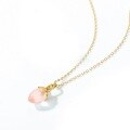 wholesale new 925 silver plated with 10K gold teardrop-shaped pink crystal lily of the valley pendant, Korean and Japanese light luxury floral wholesale-0-2