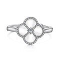wholesale S925 Sterling Silver Four-Leaf Clover Design Women's Ring with White Mother-of-Pearl, Light Luxury, Advanced, Personalized, Fashionable, and Versatile-0-13
