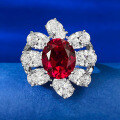 wholesale S925 Silver 10*12mm Oval Red Garnet Ring for Women, Fashionable Commuter Style, Live Stream Edition-0-0