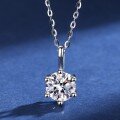 wholesale S925 Sterling Silver Classic Six-Prong Moissanite Diamond Necklace for Women, Collarbone Chain, Small and Unique Design, Minimalist Pendant, Cross-Border New Product-0-0