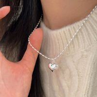 wholesale S925 Sterling Silver Korean-style Love Necklace, Ins Style, Minimalist, Forest-themed, Versatile Collarbone Chain with a Premium Feel-Sterling silver
