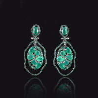 wholesale S925 Sterling Silver European & American Style Personalized Gemstone Earrings with Crystal Diopside, Luxurious and Whitening Earrings for Women-Natural green chalcedony earrings