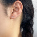 wholesale 999 Silver Fresh and Sweet Ins-Style Niche Design Single Diamond Hollow Five-Pointed Star Earrings M06041-0-1