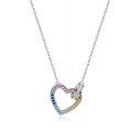 wholesale S925 Sterling Silver New European and American Stylish Personalized Full Inlaid Heart-shaped Necklace with Light Luxury Rainbow Zircon Stone for Cross-Border Hot Sale-0-4