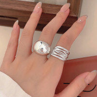 wholesale S925 Sterling Silver Wrapped Line Openwork Statement Ring for Women, Unique Design, Niche Minimalist Exaggerated Hoop-Wrapping wire clause (full sterling silver + opening)