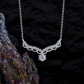 Sterling Silver Moissanite Deer Antler Pendant Necklace Set-0-1