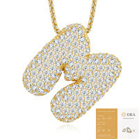 925 Silver Gold-Plated Letter Pendant Choker Necklace for Women-The letter M (including GRA certificate)