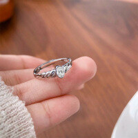 wholesale S925 Sterling Silver INS-style Oval Horse Eye Ring for Women, Small Niche Design with High-end Luxury Feel, New Tail Ring-JZ015603>Opening adjustable