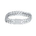 wholesale 925 Silver Hip Hop Cuban Three-Row Men's Full Diamond Bracelet with Moissanite 14MM European and American Manufacturers Cross-Border E-Commerce-0-4
