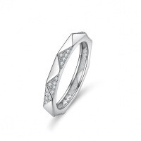 S925 Silver Moissanite Geometric Full-Circle Stacking Ring-Set with moissanite  US No. 6