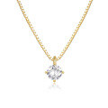 wholesale S925 Sterling Silver Cross-Border Hot-Selling Simple Ins Style Single Zircon Four-Prong Pendant Necklace-0-5