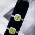 wholesale 925 Sterling Silver New Jewelry High Carbon Diamond Ring, European and American Fashion 60mm Apple Green Ring Band-0-1