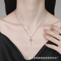 S925 Silver Moissanite Twilight Key Necklace, Full Diamond-0-2