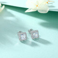 wholesale 925 Sterling Silver Square Zirconia Ear Studs, Niche High-End European and American Style Individualistic Silver Earrings, Wholesale for Women-0-4