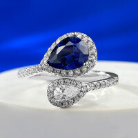 wholesale S925 Silver New Ins Style Pigeon Blood Red 6*8 Openable Minimalist Ring-K034 Tanzanite Adjustable opening