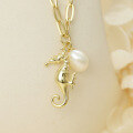 wholesale S925 Sterling Silver Cross-Border Fashion Accessory Women's Versatile New Product Seahorse Pendant with Natural Freshwater Pearl Necklace Wholesale-0-1
