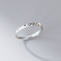 wholesale S925 Sterling Silver Korean Style Minimalist Diamond-Cut Ring R02810 with Unique Design and Delicate Elegance-0-0