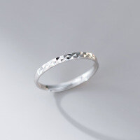wholesale S925 Sterling Silver Korean Style Minimalist Diamond-Cut Ring R02810 with Unique Design and Delicate Elegance-S925 silver ring Adjustable opening