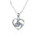 wholesale S925 Sterling Silver Pendant Women's Love at First Sight Heart Pendant Douyin Same Style 80-Point Four-Prong Moissanite Necklace Collarbone-0-4