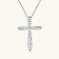 wholesale S925 Sterling Silver Cross Border New Snake Bone Cross Moissanite Necklace Luxury High-End Pendant Collarbone Chain-0-0