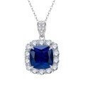 wholesale 925 Silver Zhuo Zhifan New Simulation Sapphire 12*12mm Wide Square Necklace Pendant for Women European and American Luxury Style-0-4