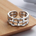 wholesale S925 Sterling Silver Irregular European Wide Mesh Open Ring Ins Trendy Cool Statement Ring for Women-0-2