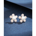 wholesale 925 Sterling Silver High-End Zircon Flower Freshwater Pearl Earrings for Women, Small Batch Design Earrings, Luxury Elegant Accessories-0-5