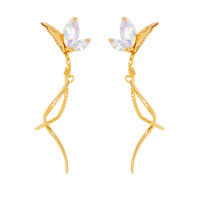 wholesale S925 silver plated with 14K gold, Japanese-style vintage synthetic opal and white zircon earrings, same as TAKE UP* series-Opal Earrings 925 Silver