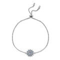 wholesale S925 Sterling Silver Spring Summer New Sunflower Moissanite Bracelet for Women with Push-Pull Adjustment, Versatile and Elegant, Ready to Ship-0-4