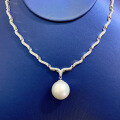 wholesale S925 silver 16mm round white pearl pendant cross-border new European minimalist style 42cm necklace-0-3