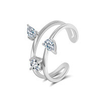 wholesale 925 Sterling Silver Geometric Zircon Jewelry For Women-925 sterling silver, white gold opening, adjustable 2.30g 925 silver