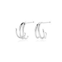 wholesale 925 Sterling Silver Cold Minimalist Style Vintage Summer Earrings,ins Circle Twistear Cuff For Women-E2053-White Gold 925 Silver