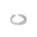wholesale S925 Sterling Silver AR2259 Korean Version Ins Small Batch Original Design Cross Texture Textured Adjustable Ring for Women-0-5