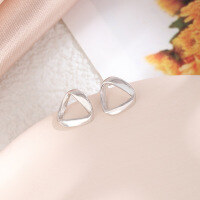 wholesale S925 Sterling Silver Geometric Triangle Stud Earrings for Women, Korean Style Hollow-Out Minimalist Fashion Earrings, Christmas Gift-00974-Triangular Hollow Earrings>925 Silver