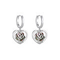 wholesale Pure Silver New Chinese Style Rose Silver Heart Earrings French High-End Feel Earrings Drop Shipping-0-4