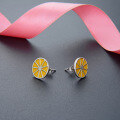 wholesale 925 Sterling Silver Orange Lemon Stud Earrings, Korean Japanese Creative Internet Celebrity, Cute and Fresh Forest Style for Girls-0-3
