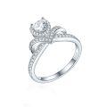 wholesale S925 Sterling Silver Cross-Border Hit Crown Heart-Shaped Love Ring for Women, Small and Niche, High-End Luxury Wedding Ring with Design Sense-0-1