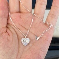 wholesale S925 Sterling Silver Natural Baroque Heart Bow Necklace, Fashion Minimalist Daily Wear Collarbone Chain for Women-Silver 925 silver