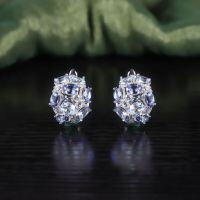 wholesale S925 Sterling Silver with Natural Topaz Crystal Inlaid Earrings UK Clasp Women's Gemstone Earrings New Design-Natural Topaz + Colored Crystal Earrings