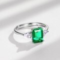 wholesale S925 Silver Love Rumei Light Luxury Jewelry Simple Princess Cut Lab-Grown Emerald Fashion Gemstone Ring Wholesale-0-2